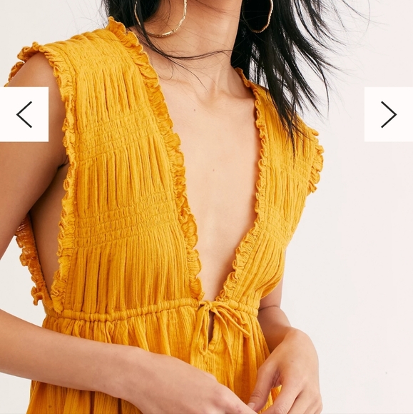 Free People Antoniette Boho Mini Dress in Marigold Glow Size Large - Picture 2 of 12